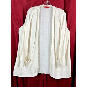 Sz 3  Shamask Ivory Silk Linen Blend Knit Tank Cardigan Tunic